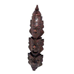 Wooden Wall Mask Tiki Totem Indonesia Signed Numbered
